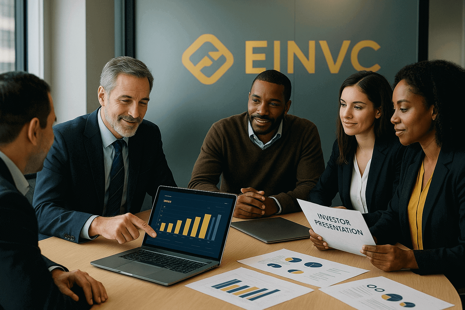 Founder team preparing investor-ready documents with EINVC advisor