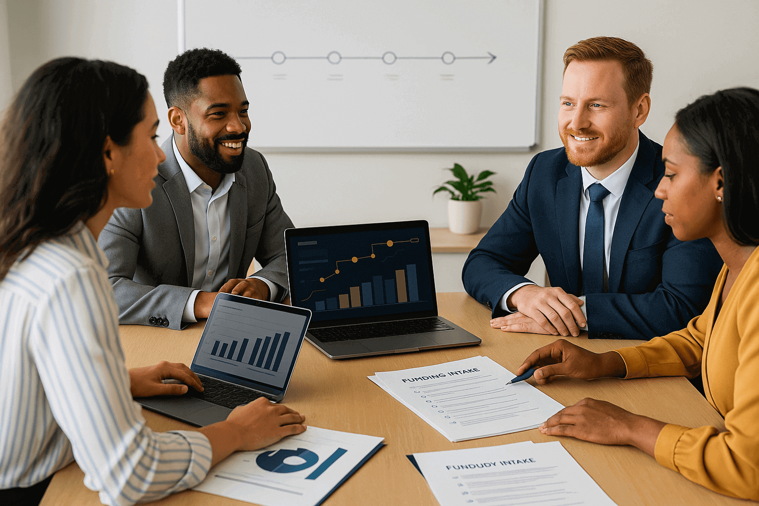 Founder team completing funding intake with EINVC advisor