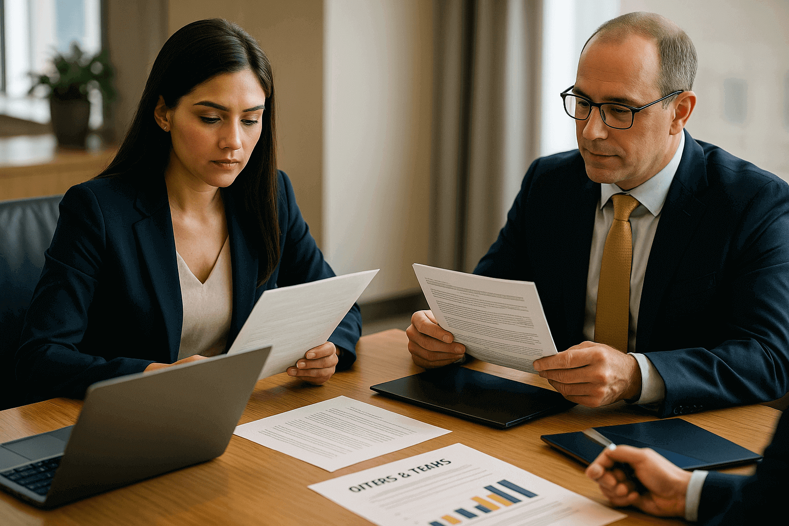 Capital meeting reviewing offers and terms